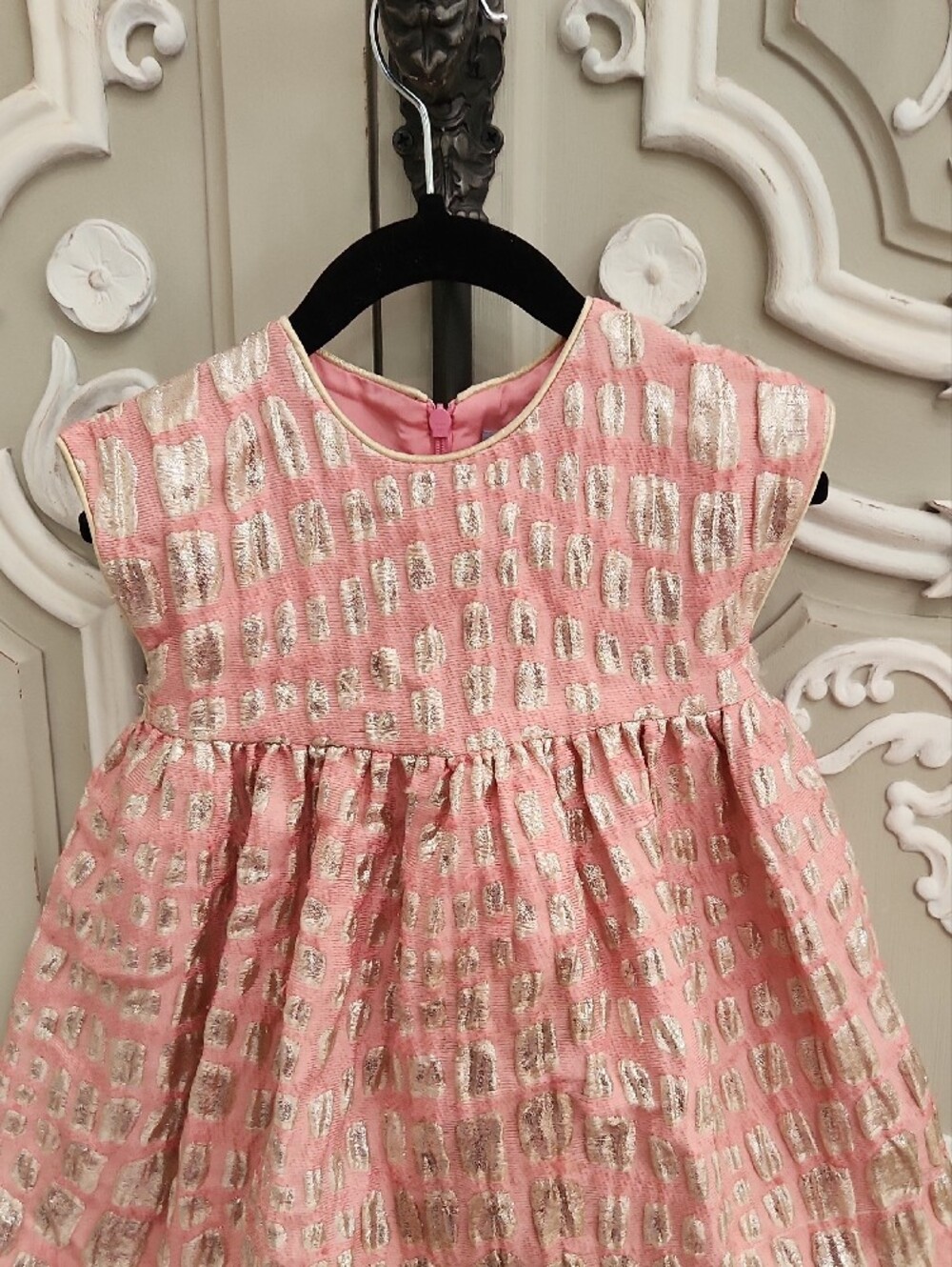 Mimisol Girls Pink Dress with Gold Metallic Accents Size 2 - Picture 4 of 6